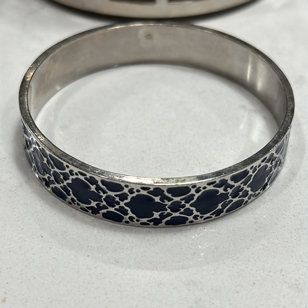 C. Wonder Logo Bangle in blue & silver w/ enamel/metal finish
